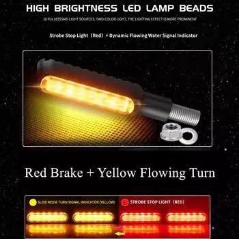 2x Мини Мотоцикл LED Динамический Бегущий Свет Стоп Тормоз Поворотники Индикатор