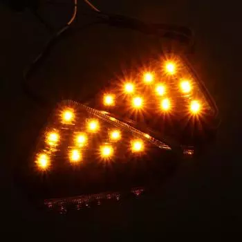 2x мотоциклетные 12 В евротреугольные скрытые указатели поворота дымчатые янтарные светодиодные фонари AP