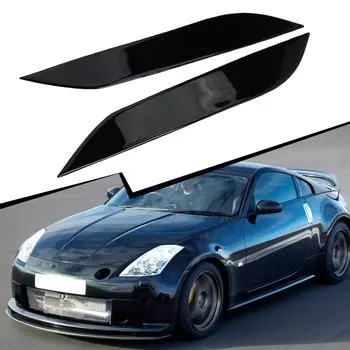 2x наклейка на переднюю фару для бровей, наклейка на переднюю фару для Nissan 350Z Z33 2006-09, декоративный набор для молдингов для бровей фар CHINA