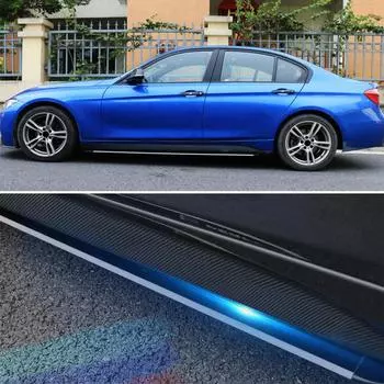 2x наклейки на боковые юбки для BMW F30 F35 (Углеродное волокно Черный)
