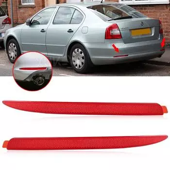 2x отражатель заднего бампера, противотуманная фара, задний стоп-сигнал, правый и левый для Skoda Octavia Mk2 2009 2010 2011 2012 2013 1Z0945105 1Z0945106 красный