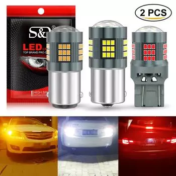 2X P21W LED 1156 BA15S BAU15S PY21W 1157 BAY15D P21/5W Led T20 7440 W21W WY21W 7443 W21/5W Лампочки 57SMD для автомобиля, указатели поворота, стоп-сигналы, фонари заднего хода, автомобильные лампы 1157 BAY15D P21/5W жёлтый