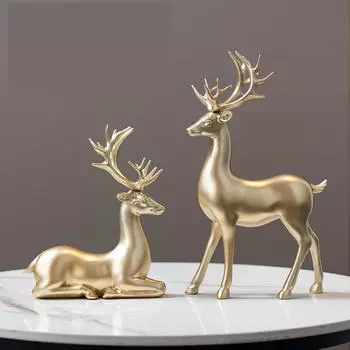 2x Пара оленей Статуэтки из смолы Фигурки оленей Настольные центральные украшения Скульптуры оленей для камина