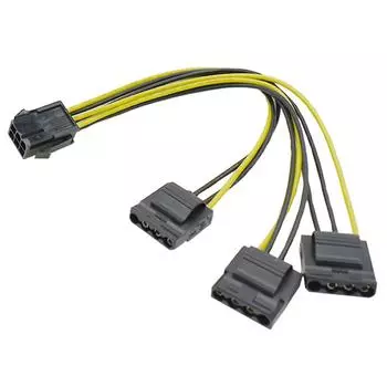 2x PCIe 6Pin (мама) на 3 Molex IDE 4Pin Кабель-разветвитель питания для видеокарты