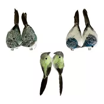 2x пенопластовые птицы, имитация высокой имитации птицы с зажимом, реалистичная скульптура, мини-искусственные птицы для волшебного сада дома на Хэллоуин