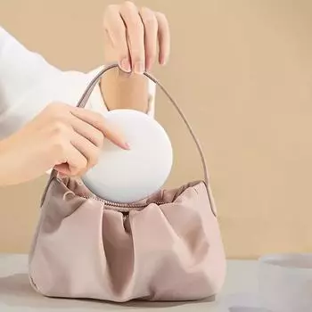 2X Personalized Small LED Light Cosmetic 2 Side Folding Makeup Compact Pocket Mirror Women Luminous Effect Mirror розовый