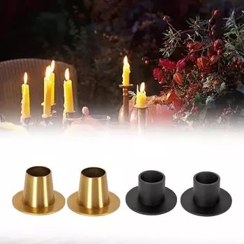 2x Pillar Candle Holder Pillar Candle Stand for Home Desktop Dining Room золотой