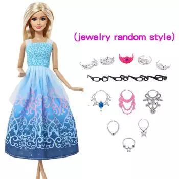 2x Платья / Пластиковые Украшения Игрушка Сказочное Бальное Платье Мультяшная Принцесса Аксессуары Одежда для Куклы Ба Бие Игрушки для Маленькой Девочки