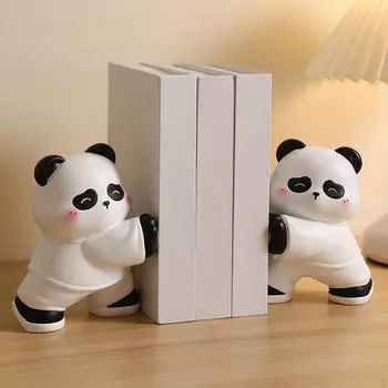 2x Подставки для книг в виде панды, прочные украшения из смолы, подарки, настольный органайзер, статуэтка, держатель для книжной полки