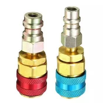2x R134A Low High Auto Car Quick Coupler Connector Brass Adapters Car Air Conditioning Refrigerant-Manifold Gauge Repair Kit CHINA