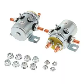 2x реле соленоида, переключатель 6 клемм для лебедки Golf, непрерывный режим работы 12 В 200 А, реле соленоида стартера лебедки серебряный