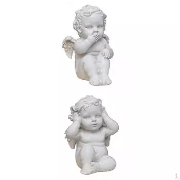 2x ретро очаровательная статуя ангела-херувима скульптура украшение стола для патио