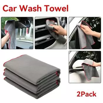 2X Салфетка для мытья посуды из замши и кораллового флиса, двухстороннее полотенце, быстросохнущее, суперабсорбирующее, мягкое, автомобильные аксессуары, многоцелевые чистящие средства серый/красный