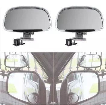 2x Серебристое регулируемое автомобильное зеркало бокового вида для слепой зоны, широкоугольное, универсальное