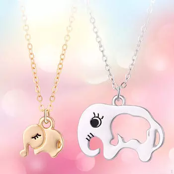 2x Слон Мать и дитя Ожерелье Ювелирная цепочка Простая мода Элегантный кулон Женщины