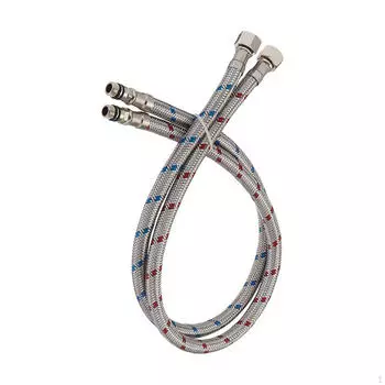 2x Соединитель для крана 24 дюйма Шланги для холодной воды, оплетенный шланг подачи из нержавеющей стали для