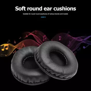 2x Soft PU Protein Skin Foam Headphones Earpads Round Headset Replace Cushions 45mm