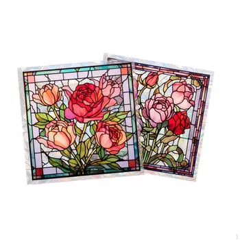 2x статическая наклейка на окно, пленка-роза, простая установка, настенные наклейки, витражные наклейки