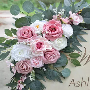 2x Свадебная арка цветы искусственные приветственные знаки украшения спинки стула для