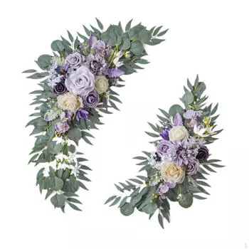 2x Свадебная арка Цветы Венки Центральная часть Искусственные цветочные гирлянды Фон для