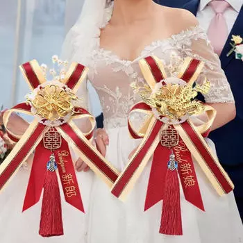 2x свадебный цветок бутоньерка для жениха лента ручной работы элегантный китайский корсаж искусственный