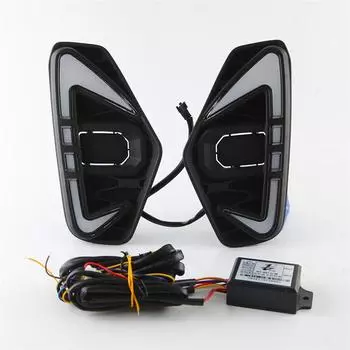 2x Светодиодные ДХО Дневные ходовые огни Противотуманные фары Указатели поворота Для Nissan Navara 2020-22