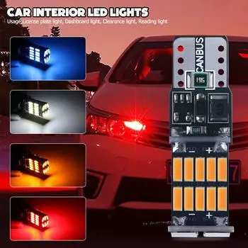 2X T10 W5W T15 W16W автомобильные светодиодные фонари Canbus без ошибок 4014SMD для автомобильных аксессуаров, задние фонари заднего хода 6000K белые 12 В 2PCS красный