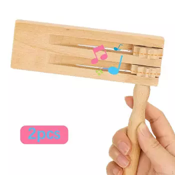 2x Трещотки с двойным рядом, Музыкальный кастаньет, Шум, Легкий, Традиционный деревянный