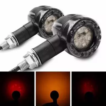 2x Универсальные мотоциклетные светодиодные указатели поворота двух цветов (янтарный) / задний стоп-сигнал