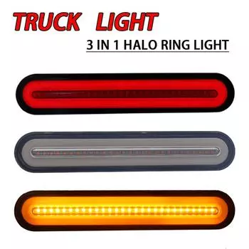 2x водонепроницаемый светодиодный стоп-сигнал для грузовика с прицепом 3 в 1, неоновое кольцо Halo, задний стоп-сигнал, стоп-сигнал, последовательный плавный сигнальный светильник, лампа