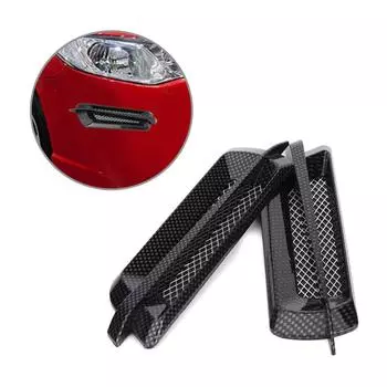 2x воздухозаборника из углеродного волокна для автомобиля, боковое крыло, капот, воздухозаборник, декоративная крышка, решетка, украшение для автомобиля, универсальное чёрный