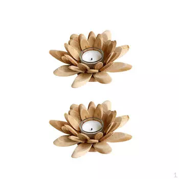 2xСвеча чайная деревянная в форме лотоса ручной работы на день рождения