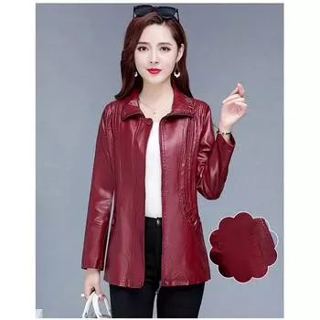 2XL-6XL женская кожаная куртка весна осень новая мода женское пальто из искусственной кожи женское черное мотоциклетное пальто из искусственной кожи W751