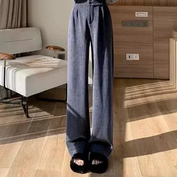 2XL вельветовые брюки женские осенне-зимние новые узкие прямые широкие брюки с высокой талией 2XL коричневый