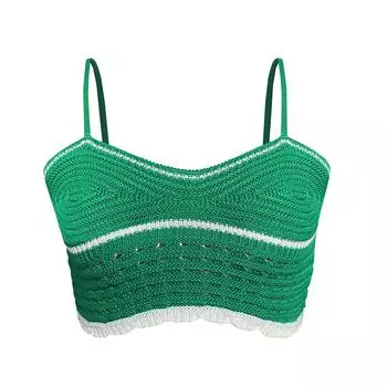 2Женский летний топ с открытой горловиной и вырезом-халтером S зелёный