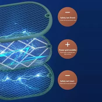 3000 В ракетка для уничтожения насекомых Лампа-убийца комаров Электрический шокер УФ-лампа USB-зарядка Ловушка для насекомых Летняя мухобойка зелёный