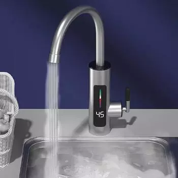 3000 Вт 220 В Электрический кухонный водонагреватель кран из нержавеющей стали светодиодный цифровой мгновенный кран для горячей воды нагреватель холодного отопления кран us серебряный