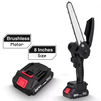 3000 Вт 88VF 8-дюймовая бесщеточная электрическая пила Беспроводная портативная обрезная цепная пила Перезаряжаемая деревообрабатывающая электроинструмент Резак по дереву с батареей 1/2 Only machine