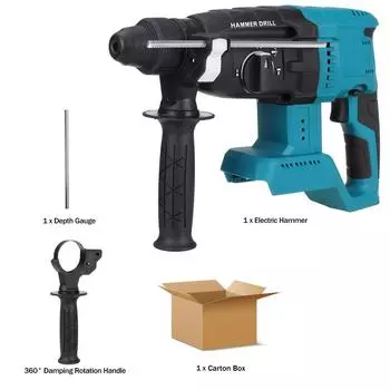 3000 Вт Аккумуляторный Бесщеточный Беспроводной Электрический Перфоратор 4 режима Электрический Молоток Для Аккумулятора 388VF Only machine