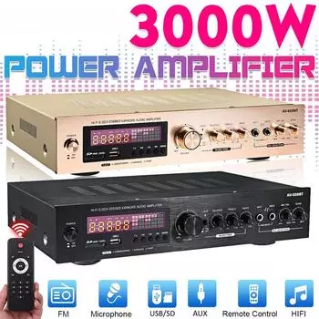 3000 Вт Аудиоусилитель мощности Bluetooth5.0 Домашний кинотеатр Amplificador Audio с пультом дистанционного управления Поддержка FM USB