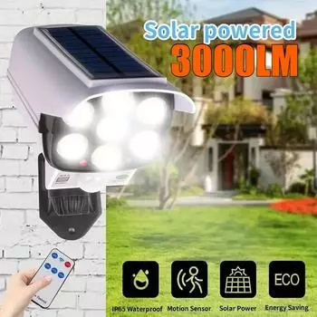3000LM 77 светодиодный фонарь фальшивая камера безопасности датчик движения солнечная фиктивная камера для домашних камер наблюдения свет IP65 лампа для домашнего сада 77LED-2000LM