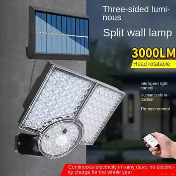 3000LM бытовой интеллектуальный инфракрасный датчик водонепроницаемый солнечный уличный фонарь деревенский солнечный настенный светильник с тремя головками разделенный садовый светильник MX-120A-1500LM