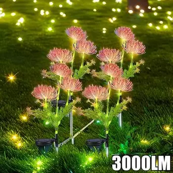 3000LM солнечные уличные садовые светильники искусственные цветы газон светодиодные светильники стебли ландшафтное освещение для двора патио декор дворика Pink-1pcs