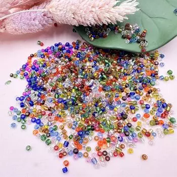 3000шт Бусины чешские семенные круглые граненые хрустальные в 1 пакетике 2мм стеклянные разделители красный