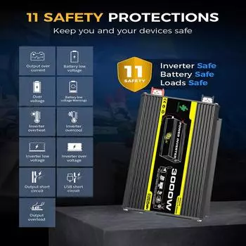 3000W Car Power Inverter DC 12V To AC 220V Vehicle Intelligent Inverter Dual USB LED Digital Display Car Voltage Transformer