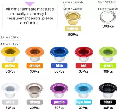 300/400 шт. 10 цветов 5 мм металлические люверсы комплекты металлические люверсы обувные люверсы комплекты люверсов для кожаного тканевого ремня одежда
