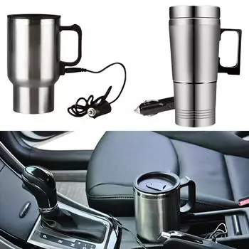 300/450 мл 12 В 24 В электрический нагревательный автомобильный чайник для воды, кофе, молока, стальная кружка для кемпинга, автомобильный чайник с термическим нагревом, нержавеющая сталь T H9H3