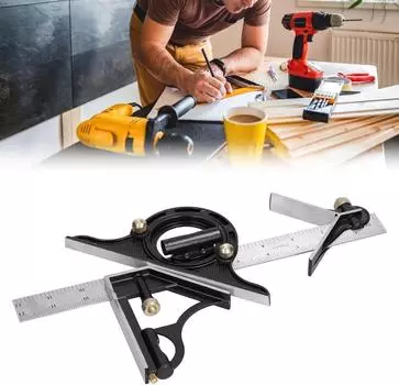 300/600 мм Нержавеющая сталь T-образный транспортир Уровень Измерительная линейка Регулируемая раздвижная комбинация Угольник Набор квадратных линеек