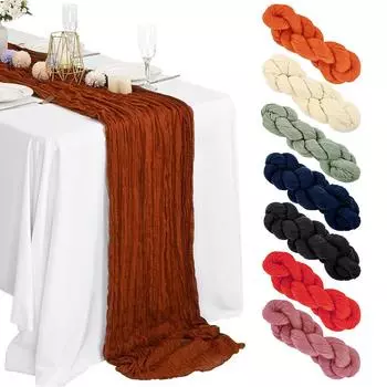 300*90cm Table Runner Protective Tablecloth Eco-friendly Dirt-resistant Waterproof Handmade Dining Table Cover Party Decoration белый