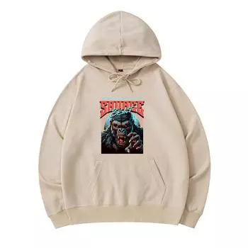 300 г/м Мужские хлопковые толстовки с капюшоном Savage Beast Print Премиум хлопковая толстовка XS армия зеленый